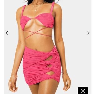 SOLADO Twist Front Cut Out Bodycon Mini Skirt